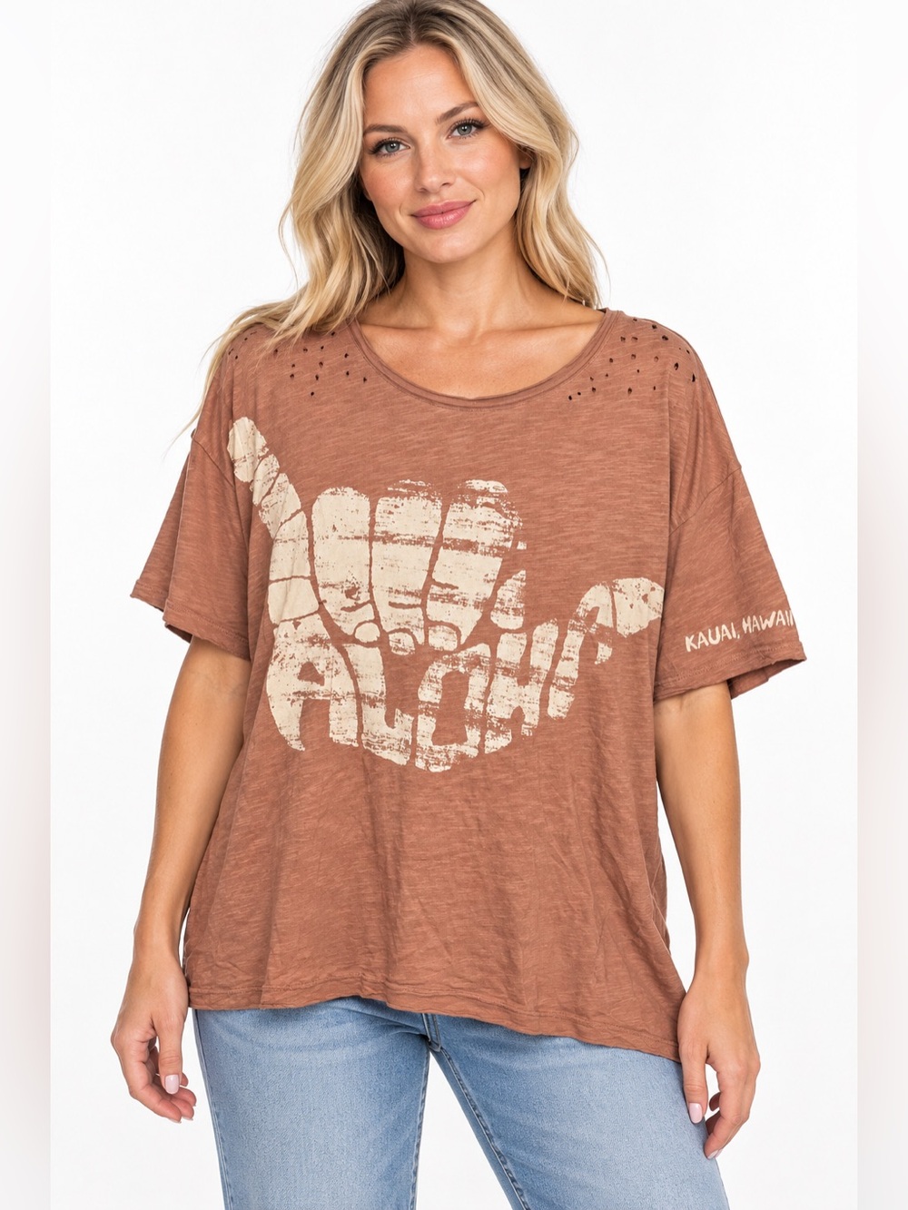 Magnolia Pearl Aloha Kauai, Hawaii Women's Brown Graphic Tee